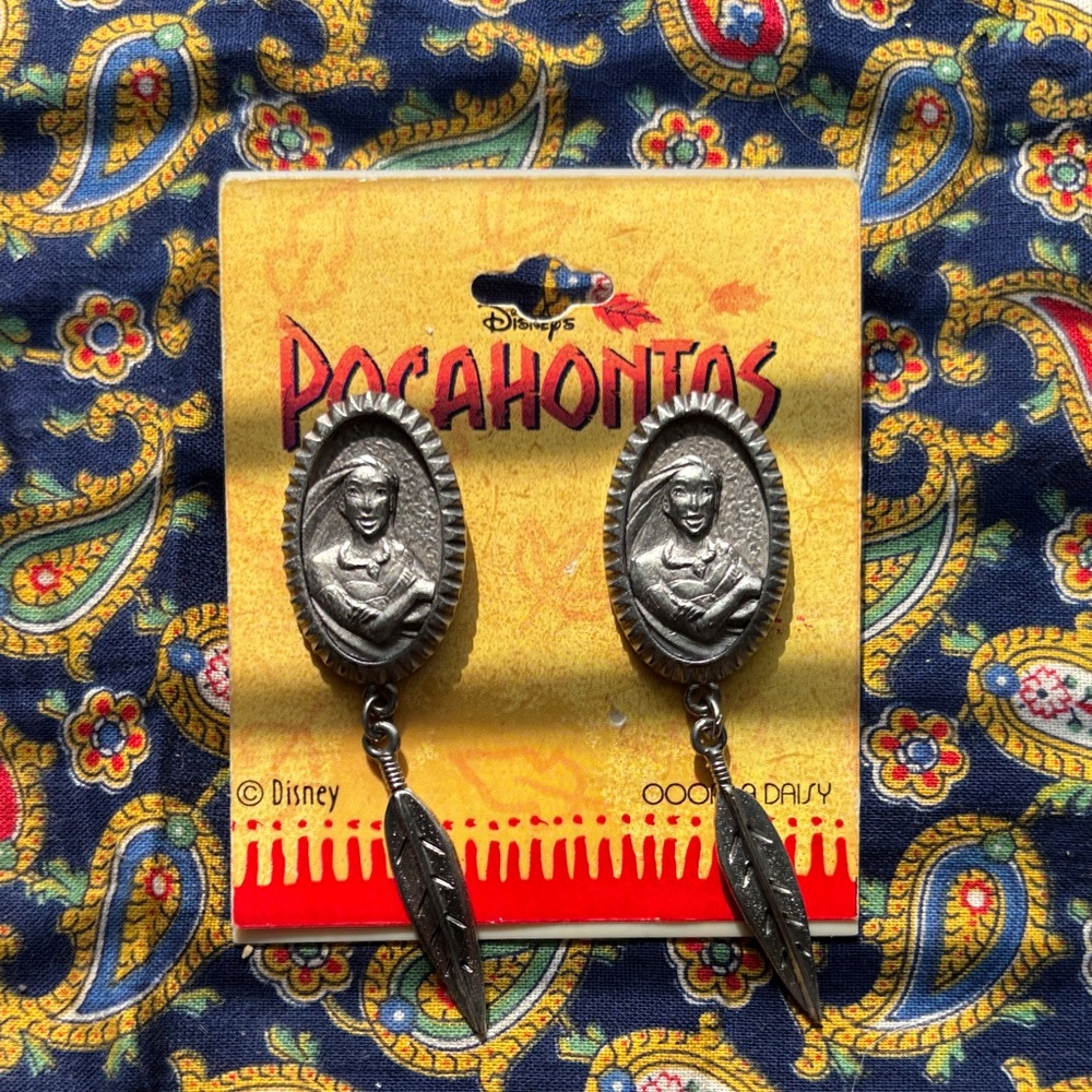 Disney Pocahontas Silver Feather Earrings
